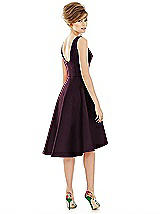 Alt View 2 Thumbnail - Deep Plum Bateau Neck Satin High Low Cocktail Dress