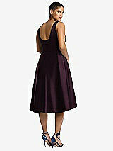 Rear View Thumbnail - Deep Plum Bateau Neck Satin High Low Cocktail Dress