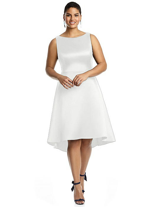 Bateau Neck Satin High Low Cocktail Dress
