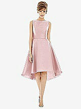 Alt View 1 Thumbnail - Ballet Pink Bateau Neck Satin High Low Cocktail Dress