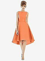 Alt View 1 Thumbnail - Portofino Orange Bateau Neck Satin High Low Cocktail Dress