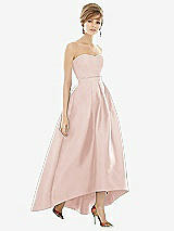 Alt View 1 Thumbnail - Blush & Blush Strapless Satin High Low Dress with Pockets