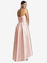 Rear View Thumbnail - Blush & Blush Strapless Satin High Low Dress with Pockets