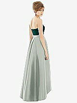 Alt View 2 Thumbnail - Willow Green & Evergreen Strapless Satin High Low Dress with Pockets