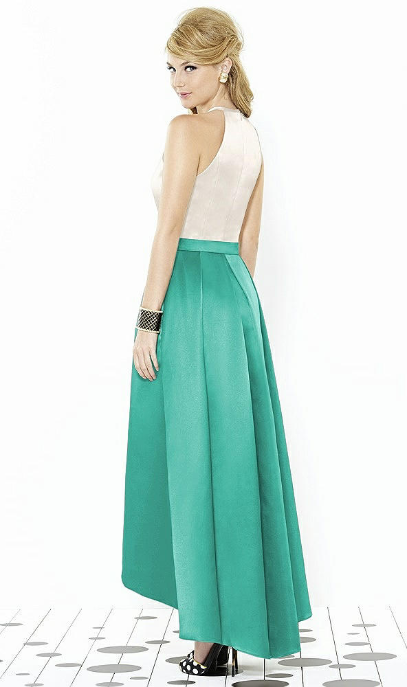 Back View - Pantone Turquoise & Ivory After Six Bridesmaid Dress 6718