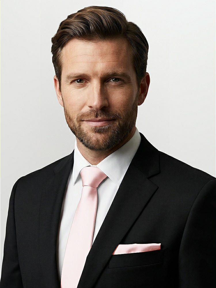 Front View - Ballet Pink Classic Yarn-Dyed Pocket Squares by After Six