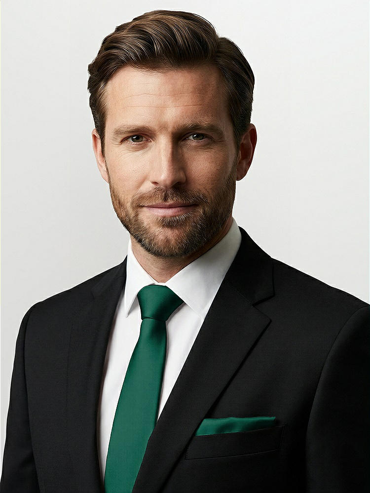 Front View - Hunter Green Classic Yarn-Dyed Pocket Squares by After Six