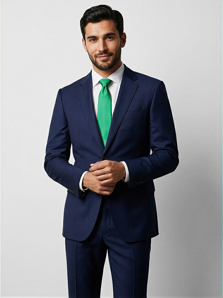 Front View - Pantone Emerald Yarn-Dyed Narrow Ties by After Six