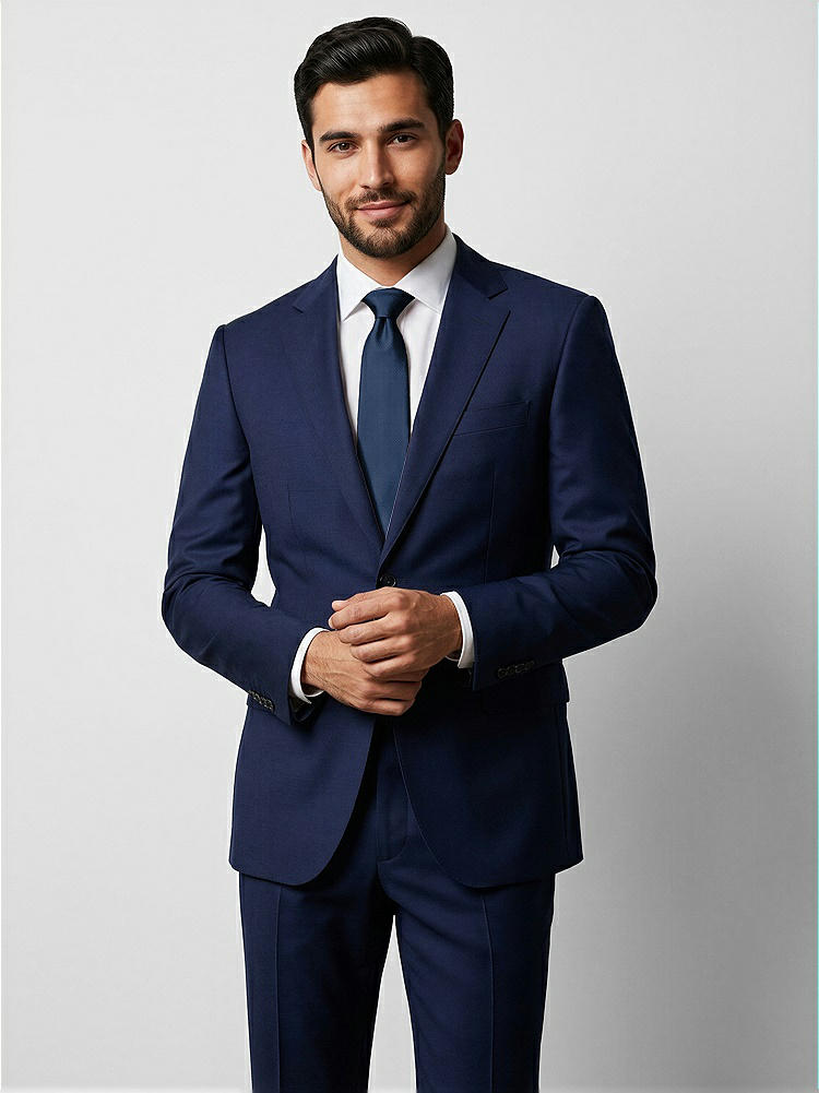 Front View - Midnight Navy Yarn-Dyed Narrow Ties by After Six