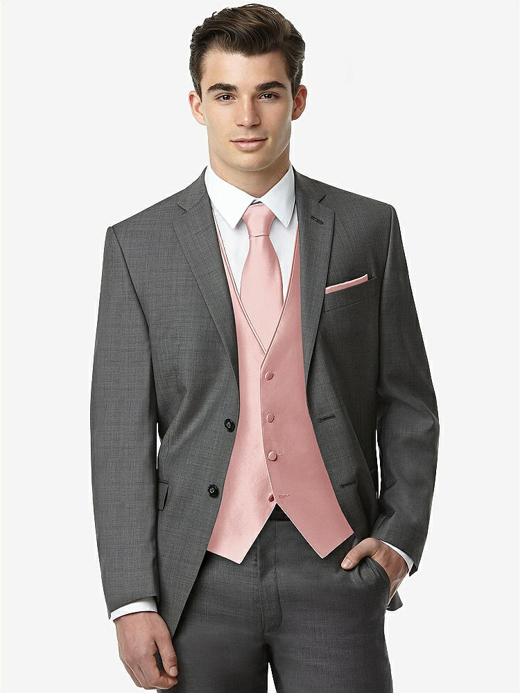 Front View - Rose Classic Yarn-Dyed Tuxedo Vest by After Six