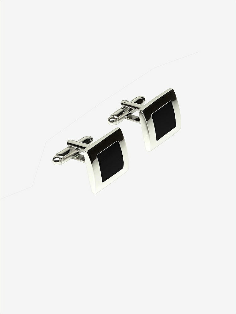 Front View - Black Color Block Cufflinks by After Six