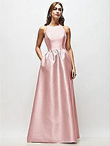 Front View Thumbnail - Ballet Pink Sleeveless Keyhole Back Satin Maxi Dress