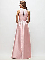 Rear View Thumbnail - Ballet Pink Sleeveless Keyhole Back Satin Maxi Dress