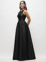 Side View Thumbnail - Black Sleeveless Keyhole Back Satin Maxi Dress