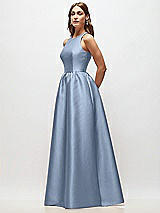 Side View Thumbnail - Cloudy Sleeveless Keyhole Back Satin Maxi Dress
