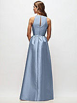 Rear View Thumbnail - Cloudy Sleeveless Keyhole Back Satin Maxi Dress