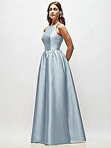 Side View Thumbnail - Mist Sleeveless Keyhole Back Satin Maxi Dress