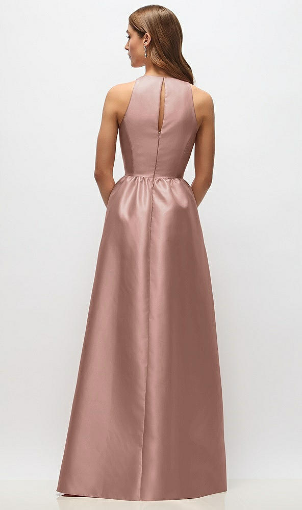 Back View - Neu Nude Sleeveless Keyhole Back Satin Maxi Dress