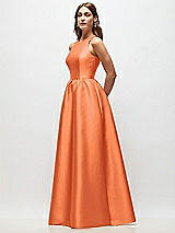 Side View Thumbnail - Portofino Orange Sleeveless Keyhole Back Satin Maxi Dress