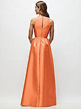 Rear View Thumbnail - Portofino Orange Sleeveless Keyhole Back Satin Maxi Dress