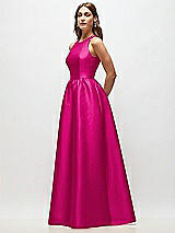 Side View Thumbnail - Think Pink Sleeveless Keyhole Back Satin Maxi Dress