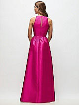 Rear View Thumbnail - Think Pink Sleeveless Keyhole Back Satin Maxi Dress