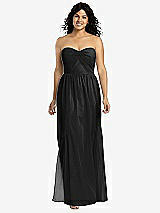 Front View Thumbnail - Black Strapless Draped Bodice Maxi Dress with Front Slits