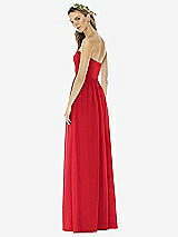 Alt View 2 Thumbnail - Parisian Red Strapless Draped Bodice Maxi Dress with Front Slits