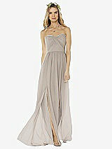 Alt View 1 Thumbnail - Taupe Strapless Draped Bodice Maxi Dress with Front Slits