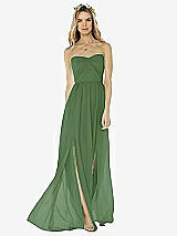 Alt View 1 Thumbnail - Vineyard Green Strapless Draped Bodice Maxi Dress with Front Slits
