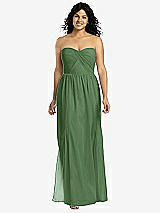 Front View Thumbnail - Vineyard Green Strapless Draped Bodice Maxi Dress with Front Slits