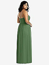 Rear View Thumbnail - Vineyard Green Strapless Draped Bodice Maxi Dress with Front Slits