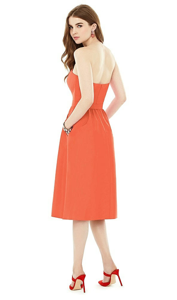 Back View - Fiesta Midi Natural Waist Strapless Dress