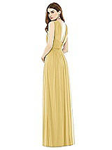 Rear View Thumbnail - Maize Maxi Chiffon Knit Halter Neck Dress