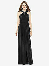 Front View Thumbnail - Black Maxi Chiffon Knit Halter Neck Dress