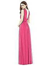 Rear View Thumbnail - Forever Pink Maxi Chiffon Knit Halter Neck Dress
