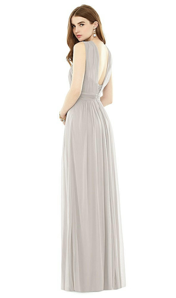 Back View - Oyster Maxi Chiffon Knit Halter Neck Dress