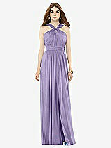 Front View Thumbnail - Passion Maxi Chiffon Knit Halter Neck Dress