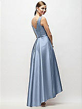 Rear View Thumbnail - Cloudy Sleeveless Pleated Skirt High Low Dress with Pockets