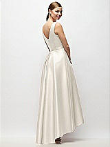 Rear View Thumbnail - Ivory Sleeveless Pleated Skirt High Low Dress with Pockets