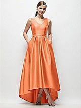Front View Thumbnail - Portofino Orange Sleeveless Pleated Skirt High Low Dress with Pockets