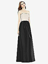 Front View Thumbnail - Black & Ivory Full Length Strapless Satin Twill dress with Pockets