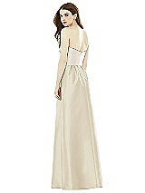 Rear View Thumbnail - Champagne & Ivory Full Length Strapless Satin Twill dress with Pockets