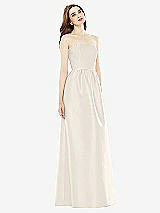 Front View Thumbnail - Ivory & Ivory Full Length Strapless Satin Twill dress with Pockets