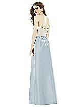 Rear View Thumbnail - Mist & Ivory Full Length Strapless Satin Twill dress with Pockets