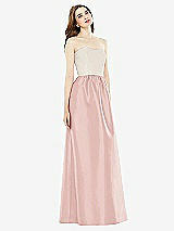 Front View Thumbnail - Rose & Ivory Full Length Strapless Satin Twill dress with Pockets