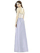 Rear View Thumbnail - Silver Dove & Ivory Full Length Strapless Satin Twill dress with Pockets