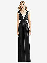 Front View Thumbnail - Black & Metallic Silver After Six Bridesmaid Dress 6741