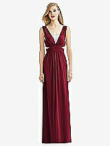 Front View Thumbnail - Burgundy & Metallic Silver After Six Bridesmaid Dress 6741
