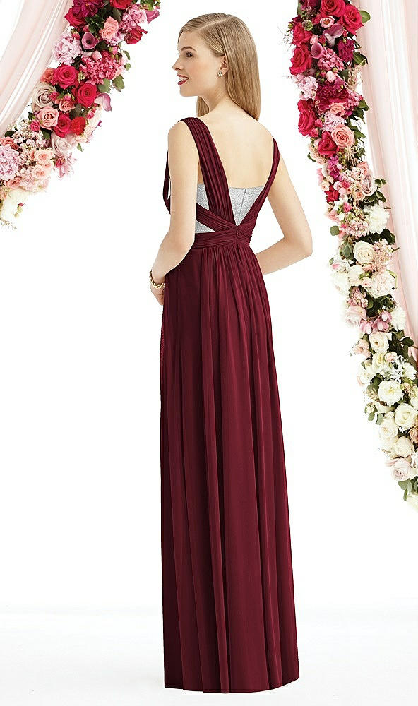 Back View - Cabernet & Metallic Silver After Six Bridesmaid Dress 6741